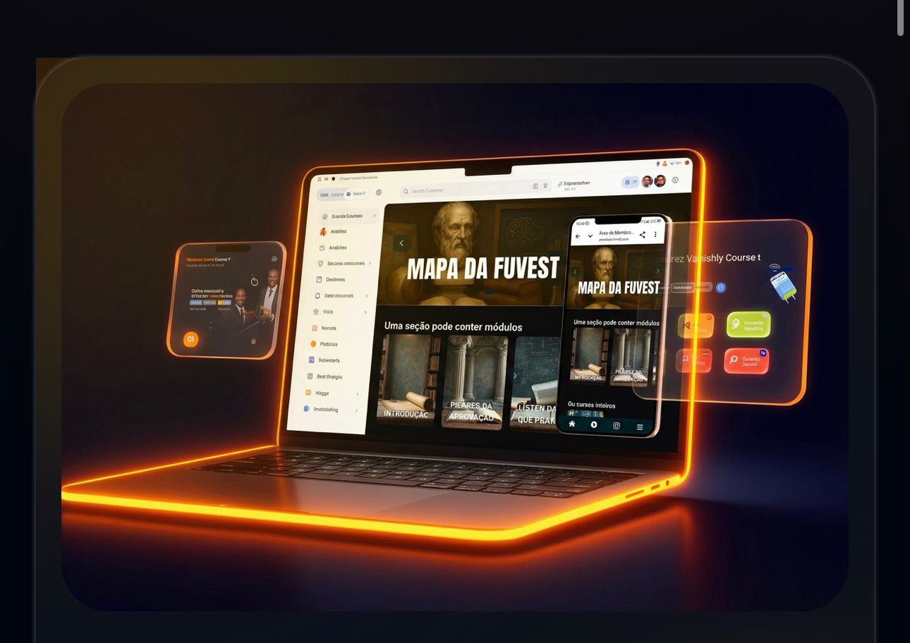 Mapa da FUVEST em notebook e smartphone — experiência premium